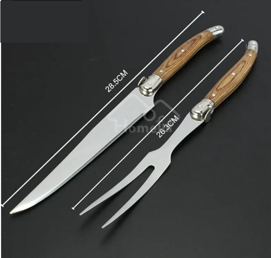 Damascus Carving Set - Knife & Fork